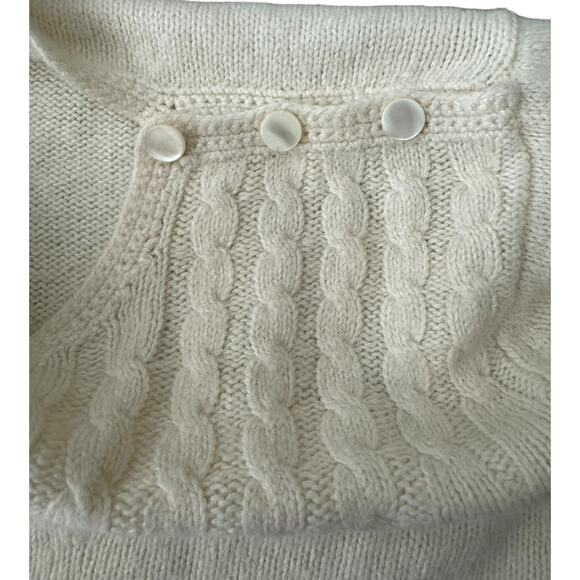 Vintage cream cable short sleeved sweater shoulder button closing size medium - Picture 5 of 11